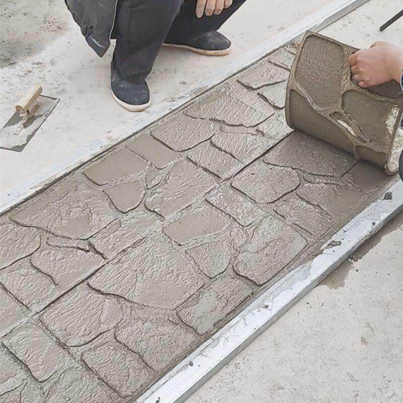 水泥地坪压痕地面彷石模庭院花园路面设计施工混凝土压花地坪模具