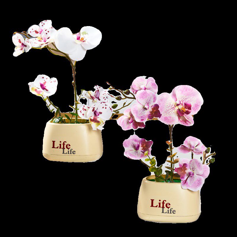 蝴蝶兰仿真花假花摆设客厅轻奢花艺桌面插花装饰玄关花束摆花摆件