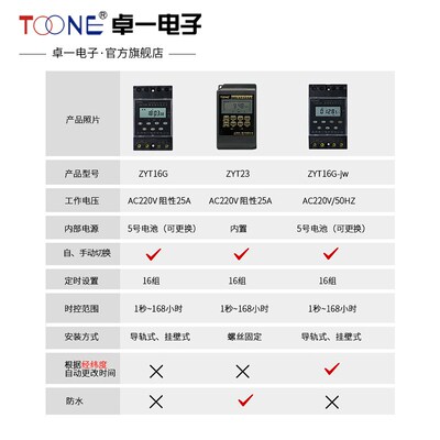 卓一大功率防水时控开关ZYT16G路灯时间控制器KG316T经纬度定时器