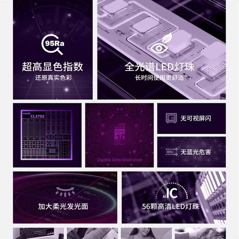 CEP超亮宿舍灯学习阅读小台灯夹子式大学生宿舍床上灯TYPCE插电