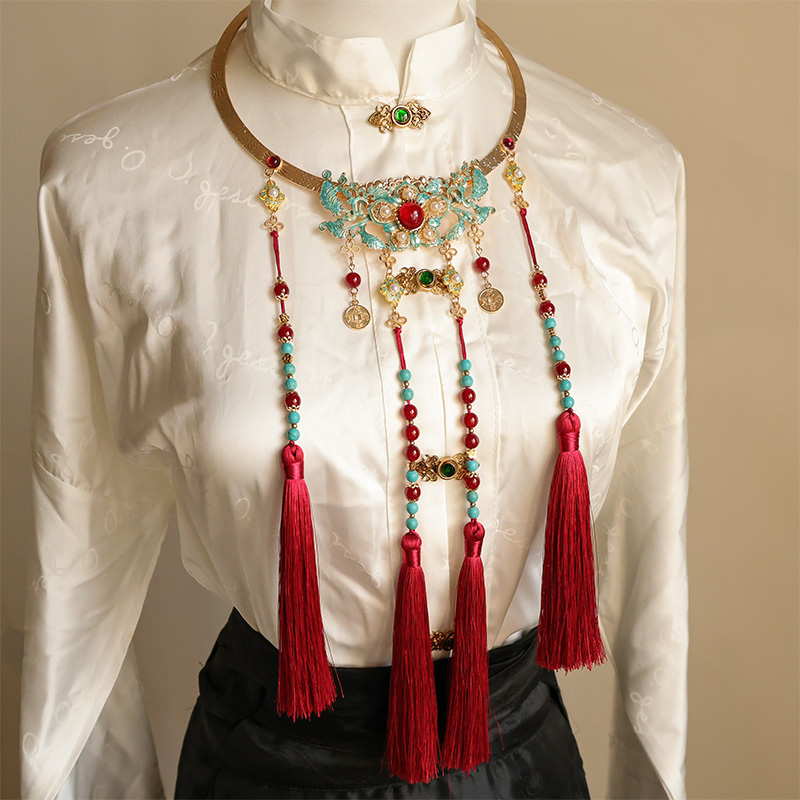 新年富贵明制项圈古风汉服项链晚明婚嫁璎珞定亲结婚马面裙配饰品