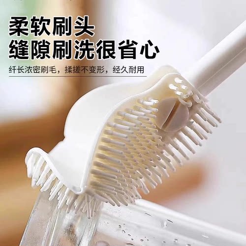 长柄洗杯刷硅胶90&deg;折弯无死角清洁水杯清洗家用破壁机清洁刷