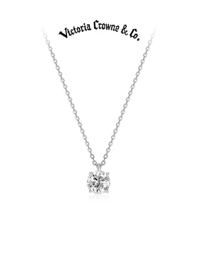 Victoria Crowne英伦王朝 一克拉莫桑泡泡单钻项链锁骨链生日礼物