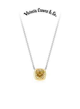 Victoria Crowne英伦王朝 仿黄水晶黄钻吊坠项链纯银锁骨链礼物