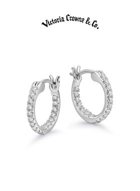 Victoria Crowne英伦王朝 满镶莫桑碎银子耳环女简约通勤生日礼物