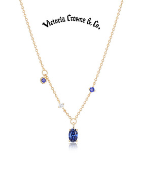 Victoria Crowne英伦王朝 蓝宝石项链纯银锁骨链项链高级生日礼物