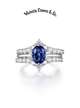 Victoria Crowne英伦王朝 三层叠戴蓝宝石戒指套戒高级感生日礼物