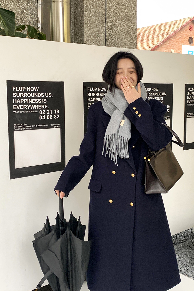 2023新款秋冬高级感赫本风加厚呢子外套