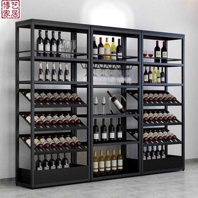 家用红酒柜子酒架酒吧落地酒柜葡萄酒红酒收纳展示架置物架酒杯架