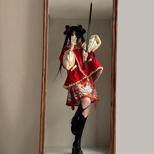 原创汉服女【朝朝】改良日常秋冬加绒刺绣云肩斗篷拜年服