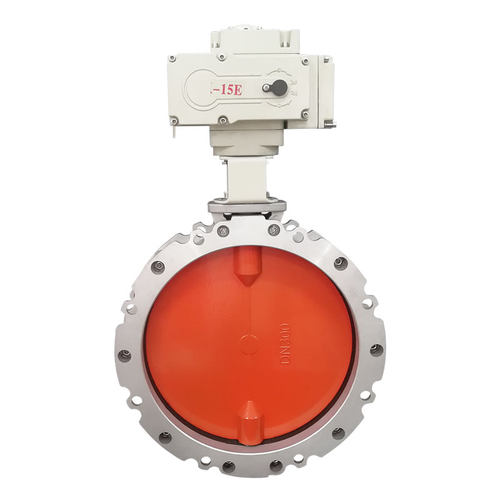 电动粉尘蝶阀v2fs双法兰DN100-600铝合金粉体水泥通风碟阀