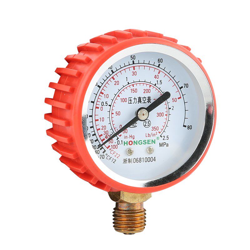 鸿森HS-488公制压力表阀检漏表冷媒表加液阀三通表阀25KG加液表阀