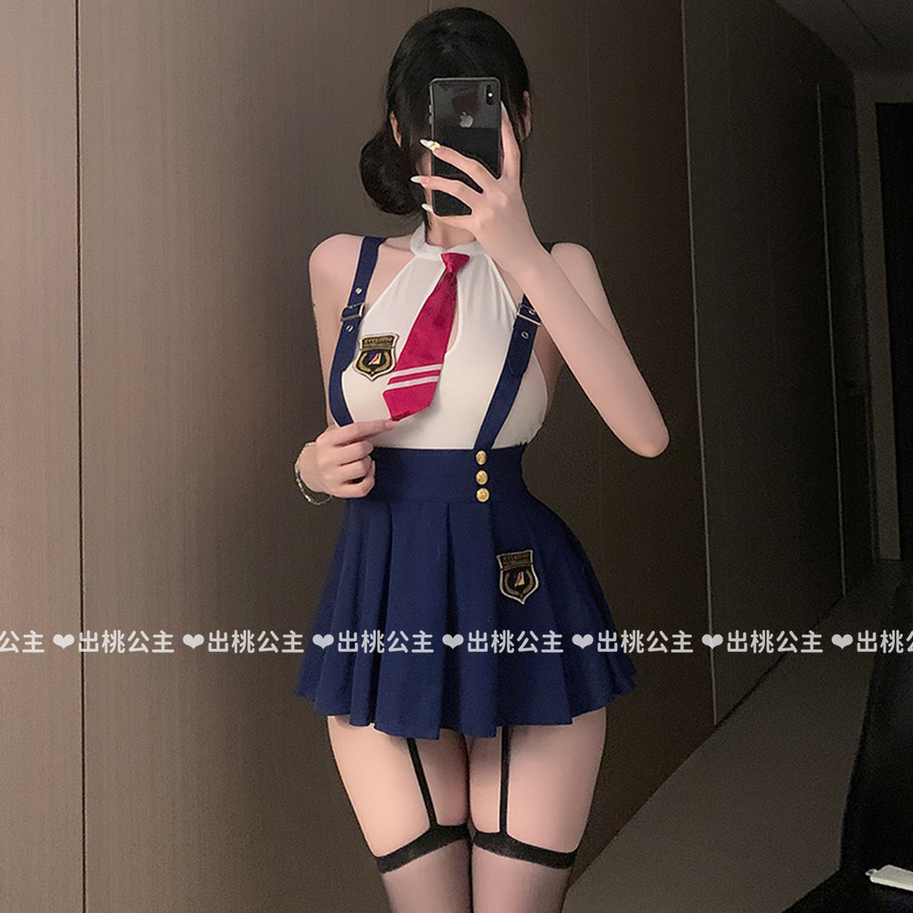 性感学院风jk制服背带超短裙