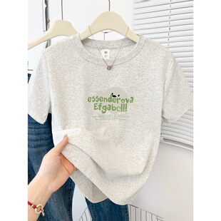 正肩百搭减龄印花短袖t恤女潮牌设计感胖mm大码遮肉显瘦夏季上衣