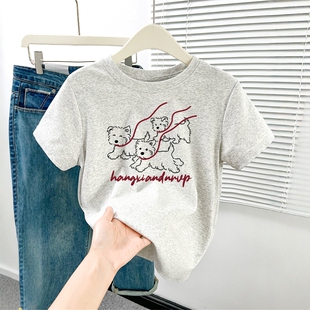 复古潮牌小个子短款 白灰色正肩短袖 美式 2025新款 上衣ins t恤女夏季