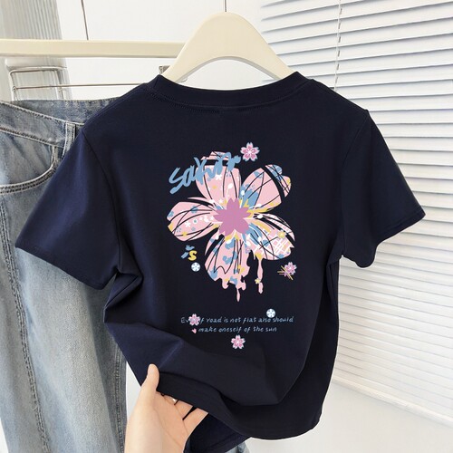 正肩修身洋气短袖T恤女2025夏季新款小众设计感圆领小个子ins上衣