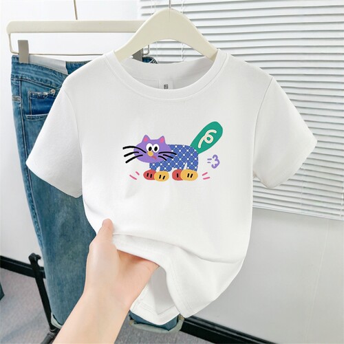 夏季新款趣味设计感印花短袖T恤女正肩别致时尚小个子百搭上衣ins