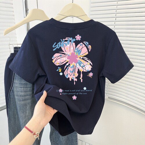 正肩小众设计感圆领短袖t恤女2025夏季新款时尚百搭洋气半袖上衣