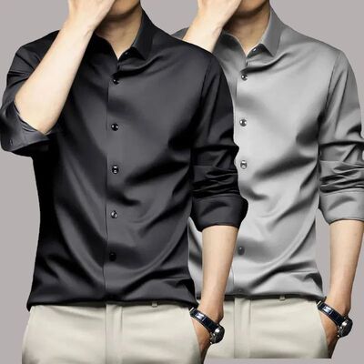 S-5XL Men's Shirt Long Sleeve Non iron Wrinkle Resistant Bus