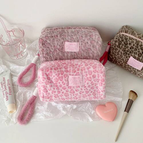 INS Fashion Korean Winter Plush Leopard Pattern Handheld Mak
