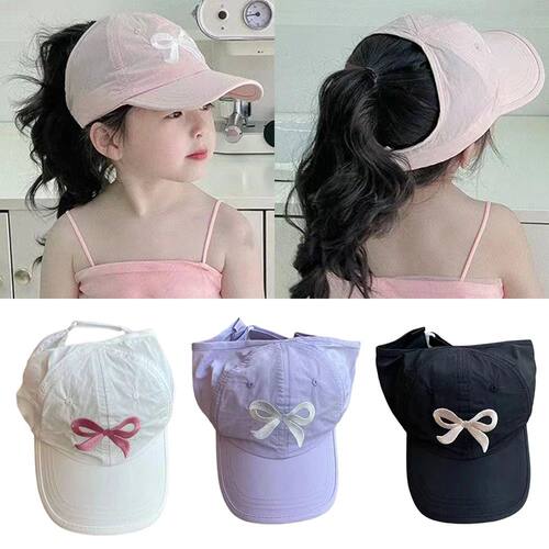?Kids Ponytail Baseball Caps Candy Color Quick Drying Adjust