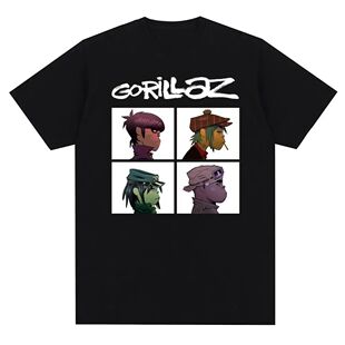 Fash Gorillazs Casual 90s Shirt Print Rock Punk Band Music