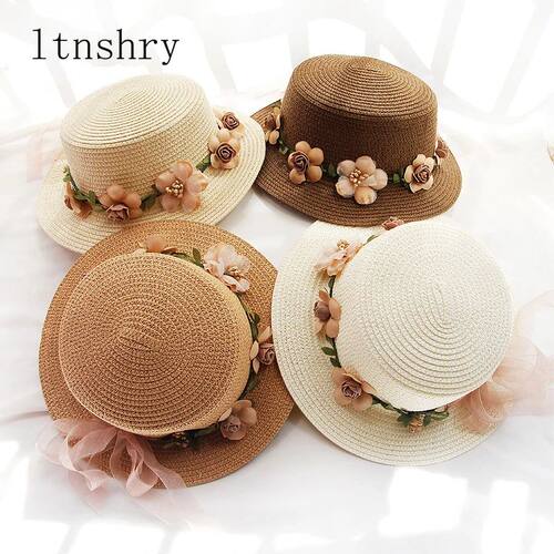 Parent-child Summer New Women's Sun Hat Bucket cap beige lac