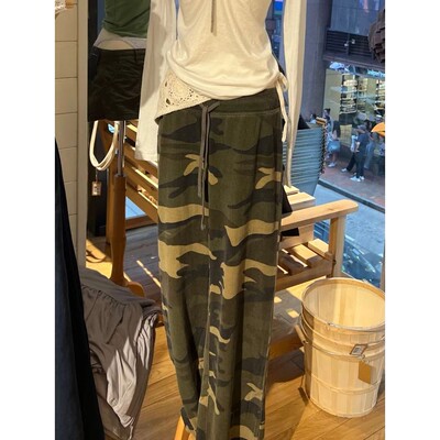 Camouflage Sport Straight Sweatpant Women Summer Drawstring