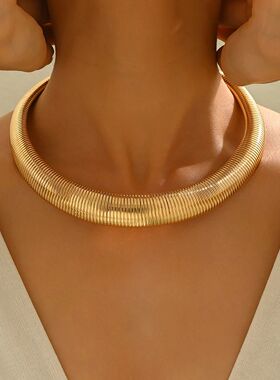 Stainless Steel Exaggerated Heavy Metal Chunky Torques Choke