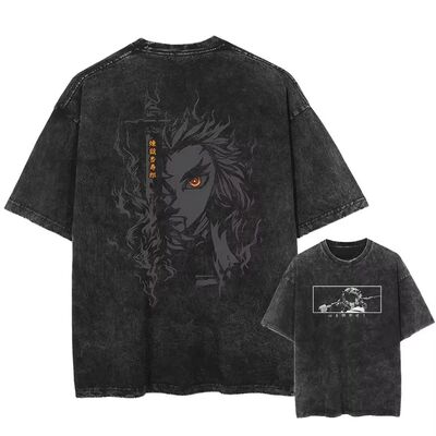 Oversized Anime Graphic T Shirts Man Demon Slayer Vintage Wa