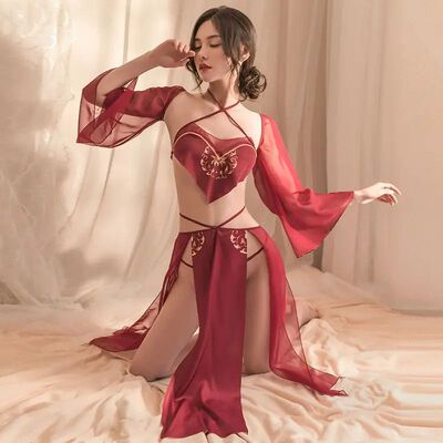 Chinese Hanfu Costumes Porno Stage Show Sexy Lingerie See Th