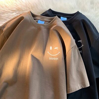 Men Women's Smiling Face Funny Fashion Couple Short Sleeved