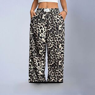 Leg Pants Style Loose Leopard New Wide Autumn Casual Spring