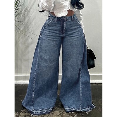 Vintage Wide-Leg Jeans for Women Y2K Niche Design Flared Pan