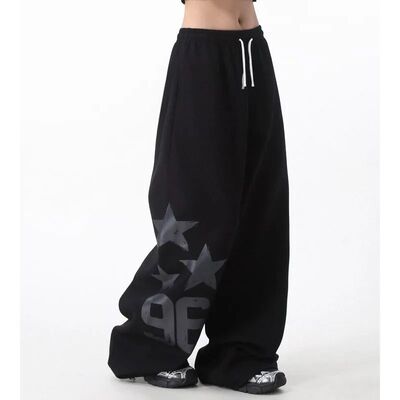 2026 Women Star Print Wide Leg Sweatpants Y2K Fashion Drawst