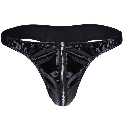 Fashion Shiny Leather Panties Men Thong Gay Underwear Crothl