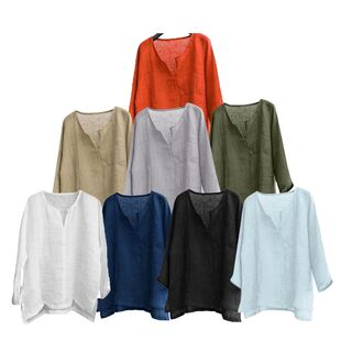 Linen Shirts Blouses Men Sleeve Cotton Long Social