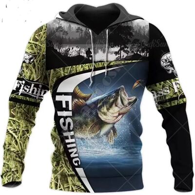 3D Fishing Printed Men's Hoodie Loose Designer Sweatshirt Sp