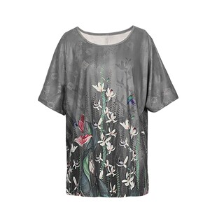 Short Vintage Casual Loose Sleeve Shirt Floral Size Plus