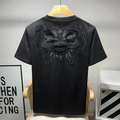 Summer Trendy Fashion Chinese Style Awakening Lion Embroider