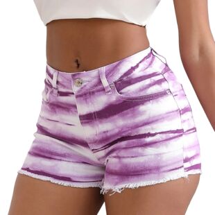 Tie Soft Rise Mid Dye Fashionable Shorts Denim Pants Women