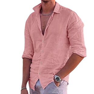 Polo linen Fashion Cotton Men Shirt Neck 2024 Casual New