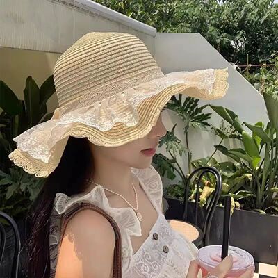Women's Bow Lace Beach Hat Summer Essentials UV Shield Wide