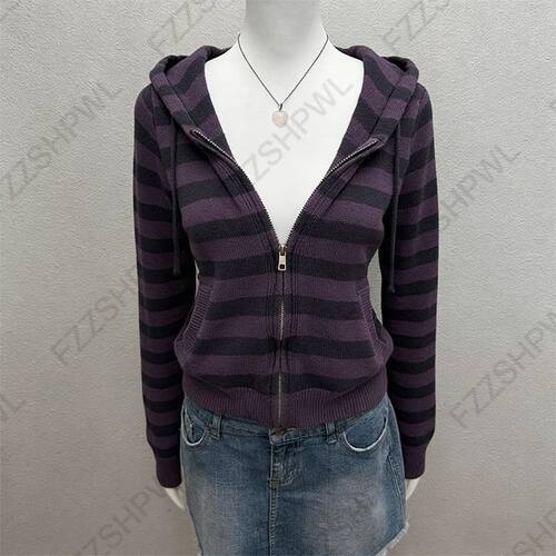 Wintertime Cute Fashion Y2K Hooded sweatshirt Stripe Streetw