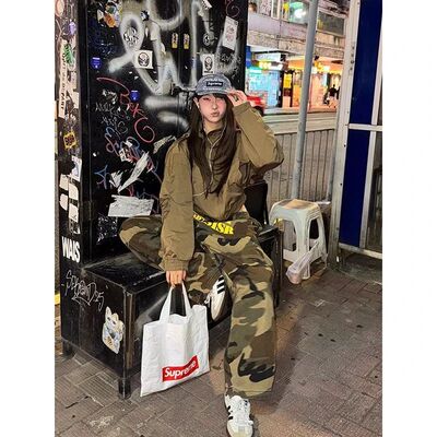 Women's Camouflage Sweatpants Baggy Joggers Sports Parachute