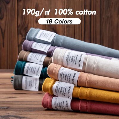 6.7oz 190gsm Combed Cotton Tees Tshirts Mens Solid Tops Woma