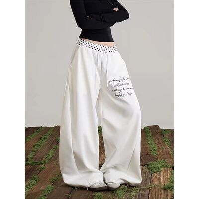 Women Blue Letter Pants Harajuku Baggy Splice Sweatpants 200