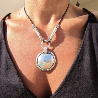 Bohemian Style Vintage Beaded Exaggerated Disc Silver Color