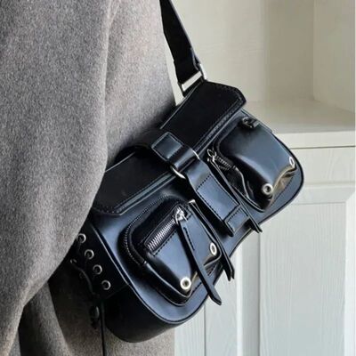 Y2K Korean Women Harajuku Vintage Gothic Black Hand Bag Aest