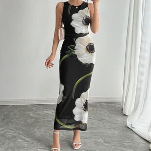 Printed Long Summer Lady New 2025 Floral Dress Elegant Tank